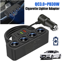 7 IN 1 Car USB Fast Charging Adapter QC3.0 PD 3.1A 3 USB Ports Car Cigarette Lighter Splitter 4-Socket 18W Charger for Laptops