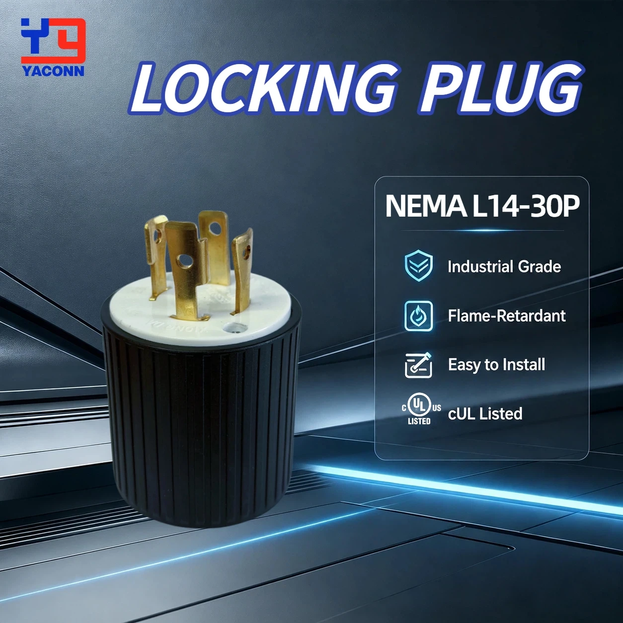 NEMA L14-30P 30A 125/250V Heavy Duty Twist Lock  US Power Plug 4 Pin Grounding Male Connector Exterior Plug for Generator