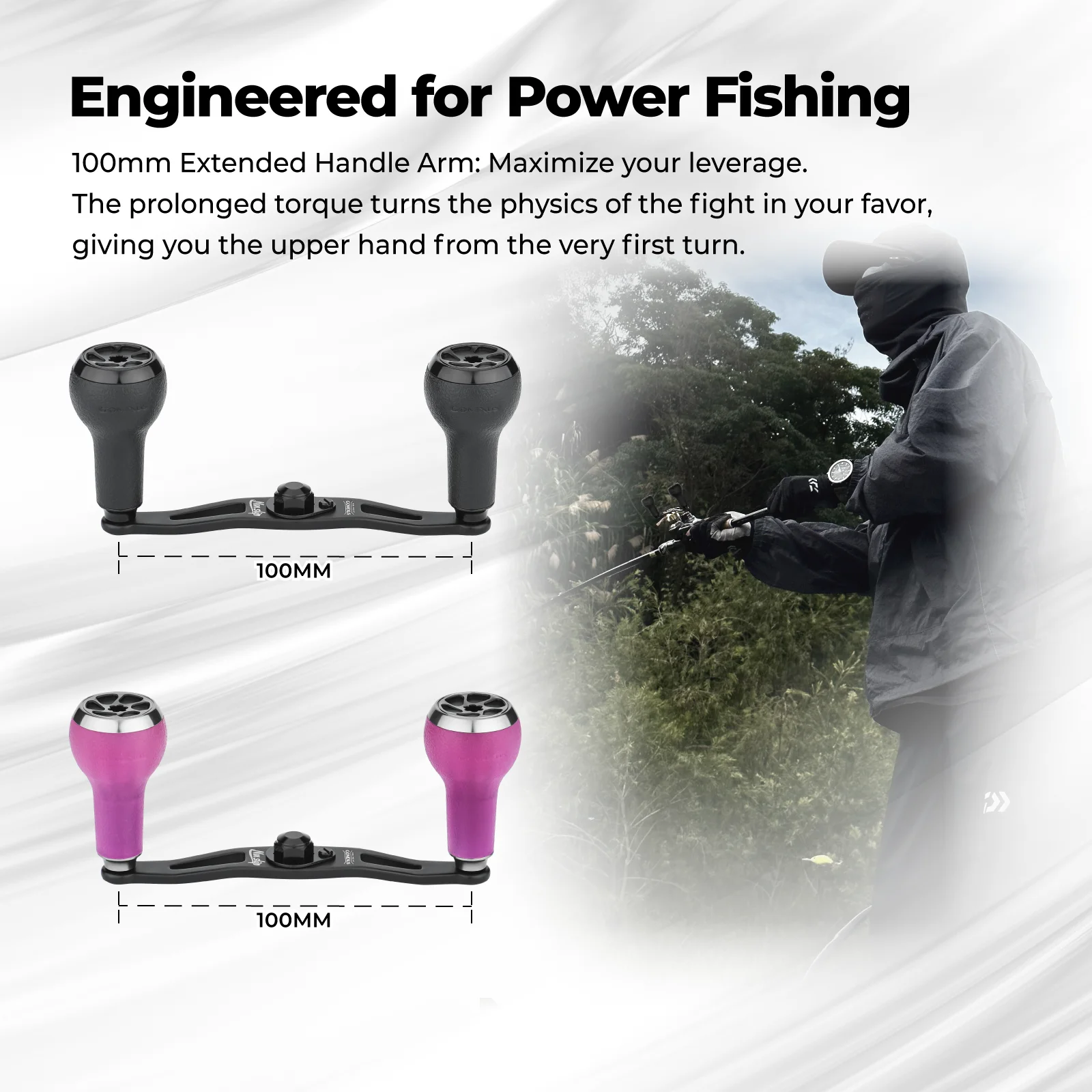 GOMEXUS Rutschfester 100mm Aluminium-Kurbelgriff mit 27mm TPE-Knopf Kompatibel mit Shimano Daiwa Abu Garcia Baitcasting-Rollen – Detail 4