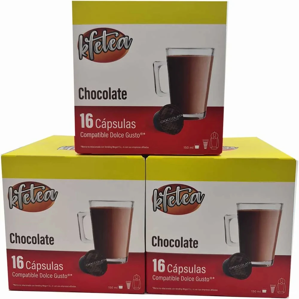 Kfetea Chocolate 3 Boxes of 16 Capsules Compatible Dolce Gusto