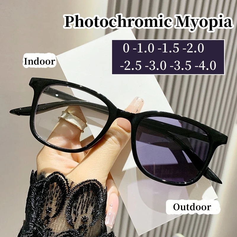 Modische Outdoor-Sonnenbrille mit Minus-Dioptrien für Damen, Unisex, Retro, wechselnde Farbe, photochrome Myopie-Brille -1,0 -1,5 -2,0 – Detail 1