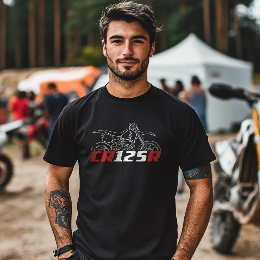 

Мужская и женская футболка Honda CR125R, летние хлопковые рубашки с короткими рукавами, весенне-осенний новый спортивный топ для гоночного автомобиля на мотоциклах