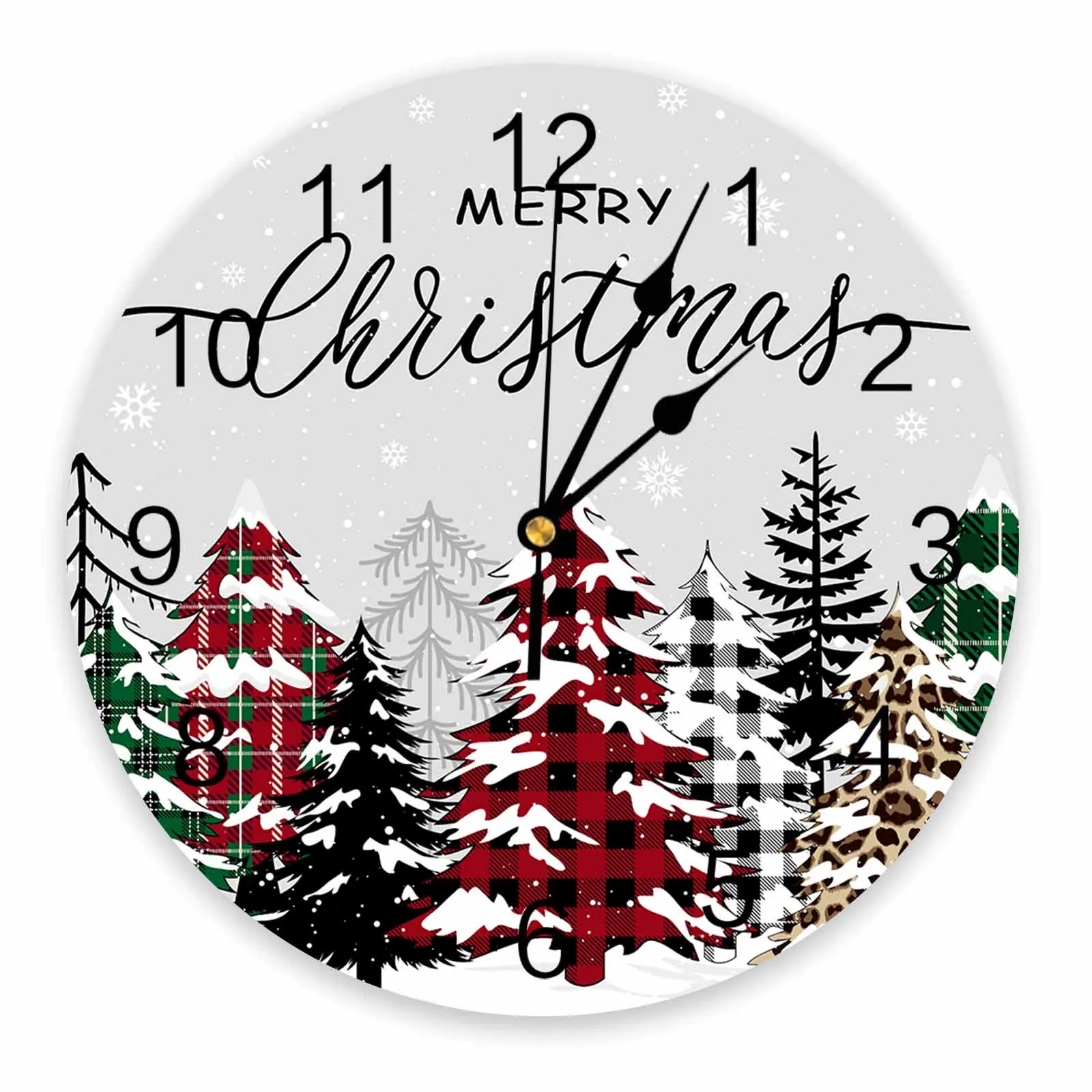 Christmas And Winter Trees Wall Clock Large Modern Kitchen Dinning Round Wall Clocks Watches Living Room