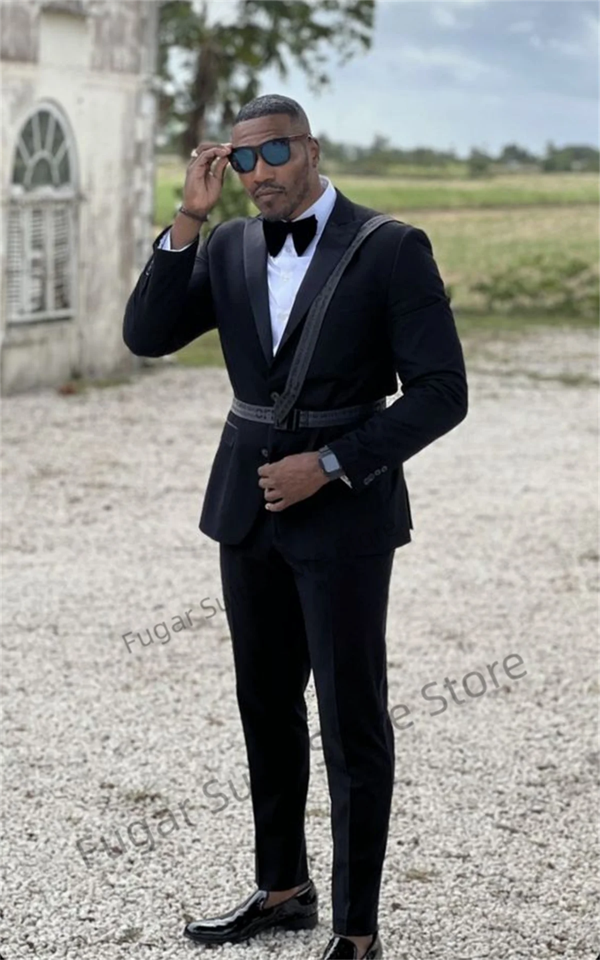 Fashion Black Wedding Suits For Men Slim Fit High Qublity Formal Groom Tuxedos Prom 2 Pieces Sets Business Blazer Jacket+Pants