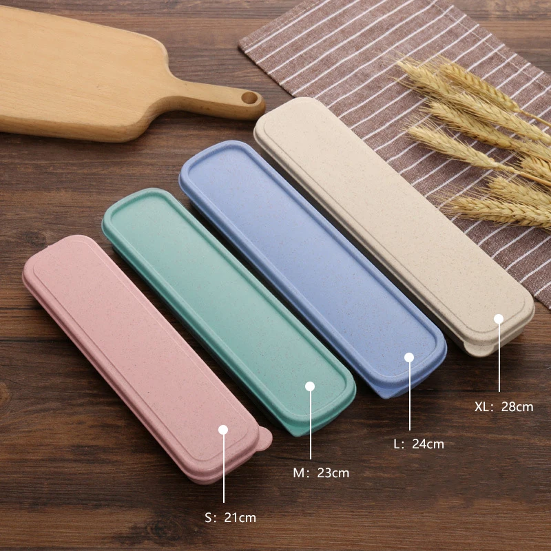 21/23/24/28cm PP Portable Travel Tableware Storage Box Case Food Grade Dinnerware Kitchen Fork Spoon Box For Kid School Cutlery