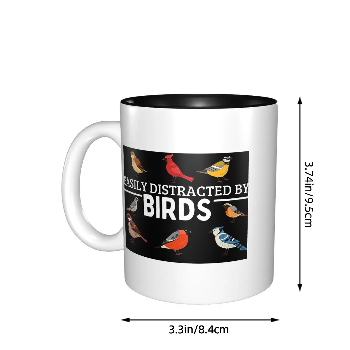 Easily Distracted By Birds Funny Bird Watching Mug Funny Ceramic Coffee Cups Tea Mugs Milk Cup Drinkware Gifts for Woman Man