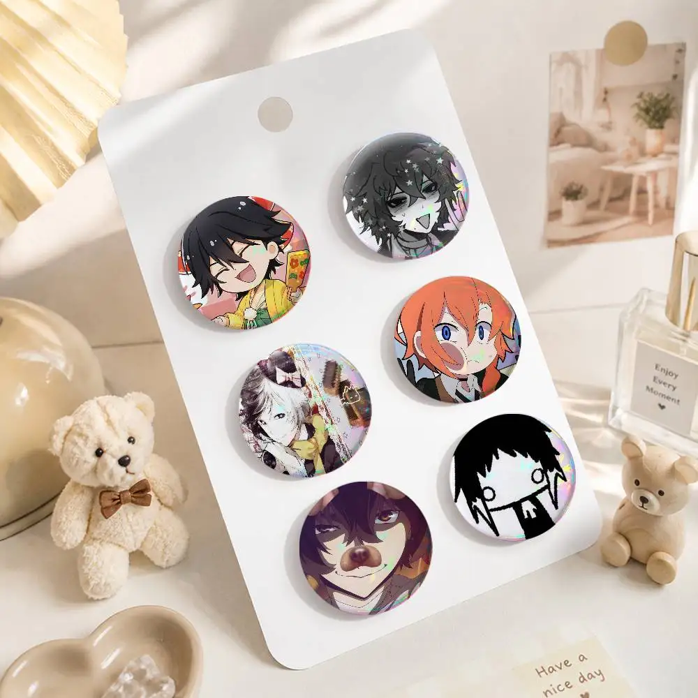 B-Buns-go Sa-tray Dogs-s Creative Round Button Pins Badge Set Cartoon Anime Movie Music Pattern Brooches For Bags Jackets