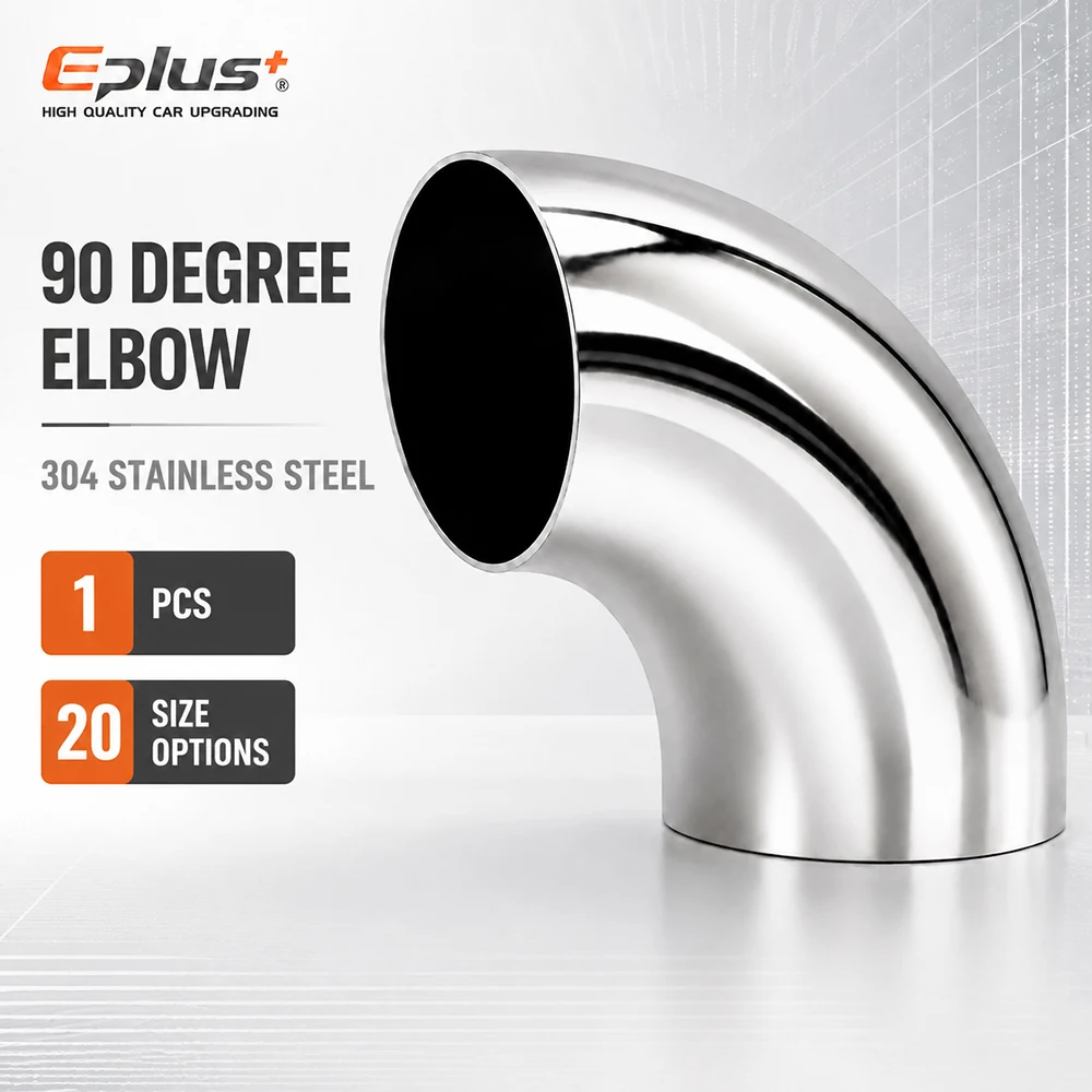 1PCS 304 Stainless Steel Universal 90 Degree Elbow Pipe Polished Weld‑On Pipe Fitting Bend Tube for Car Exhaust Industrial