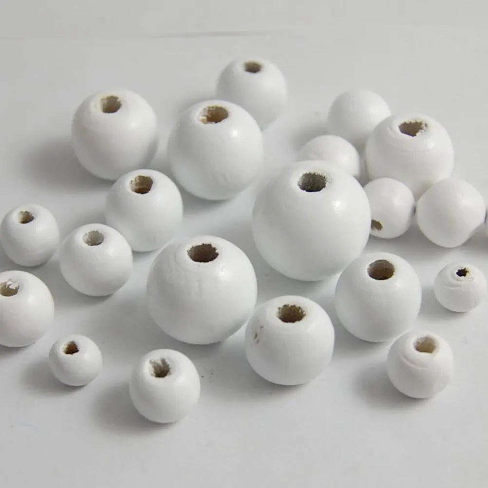 

100Pcs Wooden Beads White Natural Round Spacer Beads DIY Craft Jewelry Making Accessories for Bracelets Necklaces Creative DIY