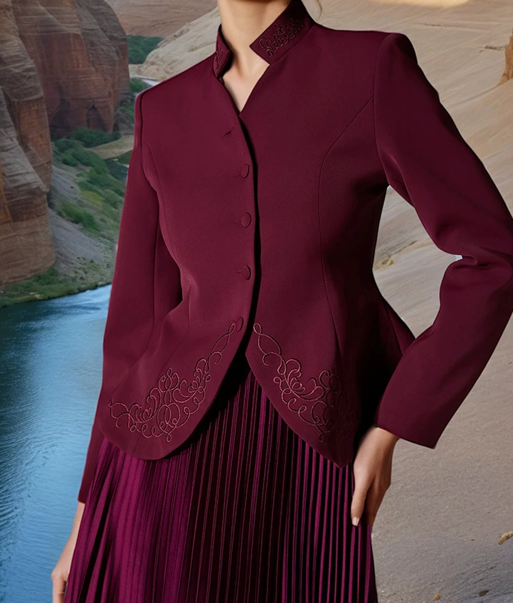 2025, neuer dreidimensionaler Stickerei-Design-Anzug + zweiteiliger Anzug mit Faltenrock mit hoher Taille für Damen – GZXX886