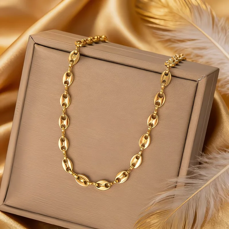 1pc Chunky Coffee Bean Necklace Unisex Pig Nose Chain & Clavicle Choker Minimalist Casual Wear Year-Round Jewelry Gift
