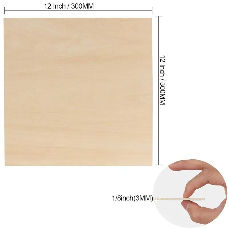 10PCS Basswood Plywood Unfinished Wood Slices 300x300mm Easy Cutting For Laser Engraving and Cutting DIY Model Drawing Painting