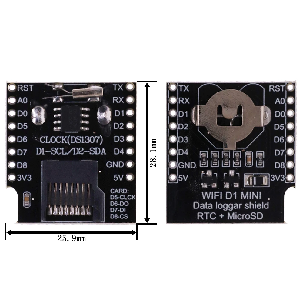 Picture 7: Micro SD D1 Mini Data Logger Shield + RTC DS1307 Clock For Arduino/Raspberry