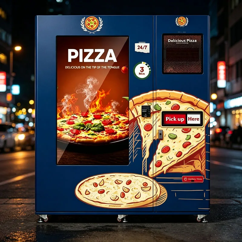 Pizza Selling Machine Automated Pizza Kiosk with Refrigerated Storage Quick Bake 3-Minute Pizza Ready Customized
