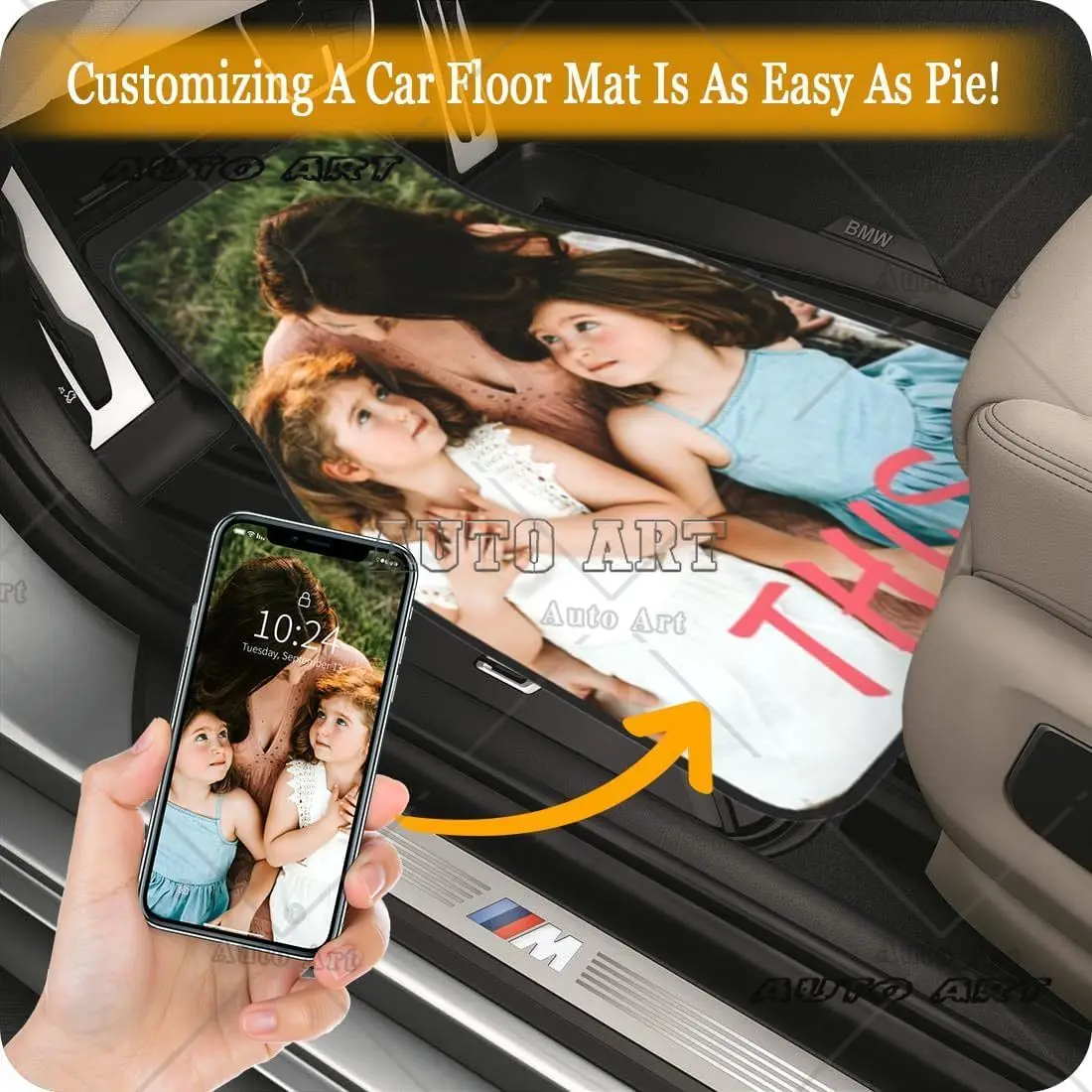 Custom Car Floor Mat Personalized Fit Car Mats with Your Customized Image Name Text 4 Pieces Set Soft  Non Slip Automotive