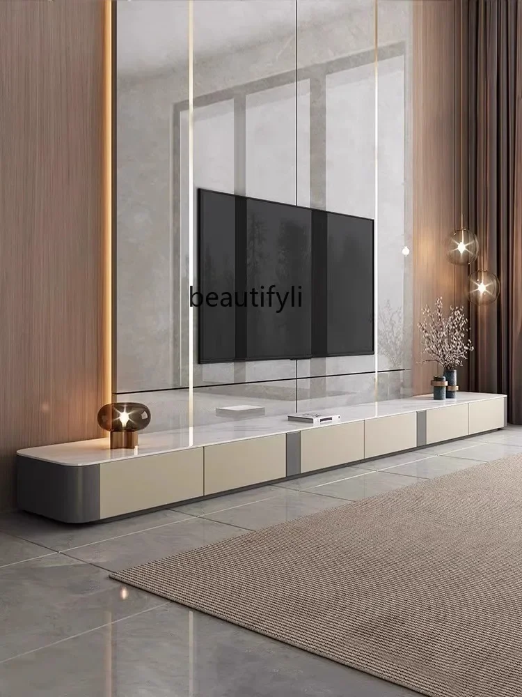 

TV Cabinet Modern Minimalist Living Room Home Small Apartment High-End Italian Affordable Luxury Style Stone Plate Coffee Table