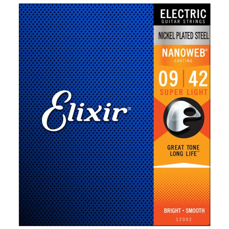 Elixir NANOWEB Electric Guitar Strings 12002 Anti-Rust Plated Nickel Steel Ultra-Thin Coating Strings .009 .011 .016 024 032 042