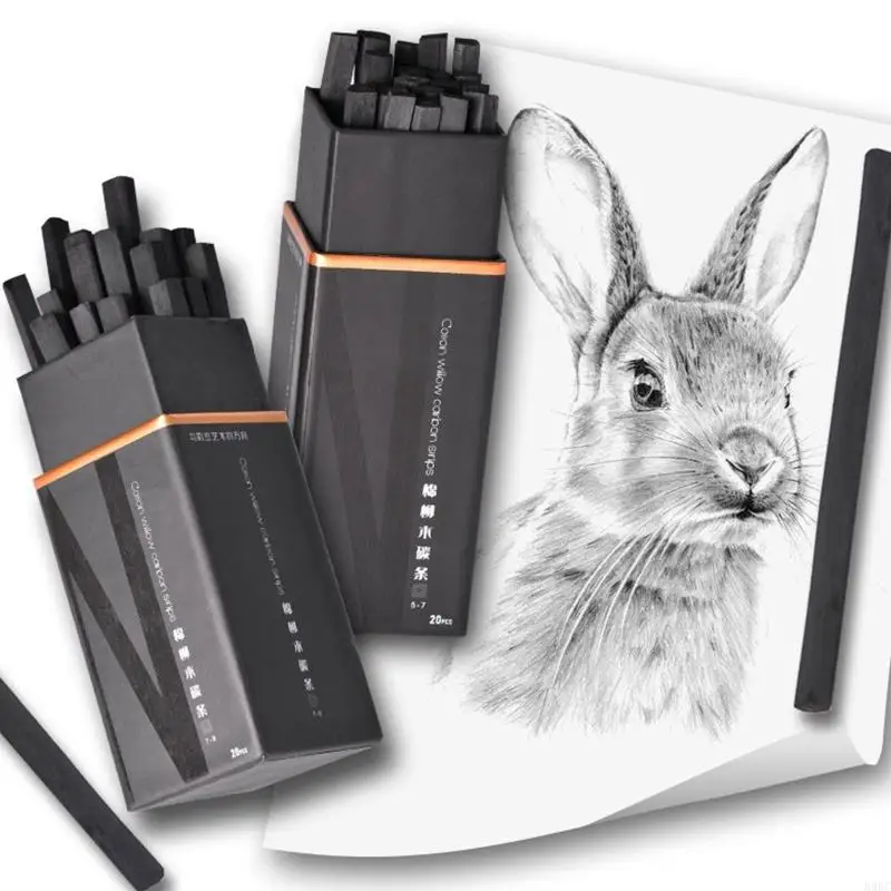 

20Pcs Artist Willow Charcoal Pencils Soft Willow Charcoal Sticks For Sketching Portrait Painting Detailed Shading 896C