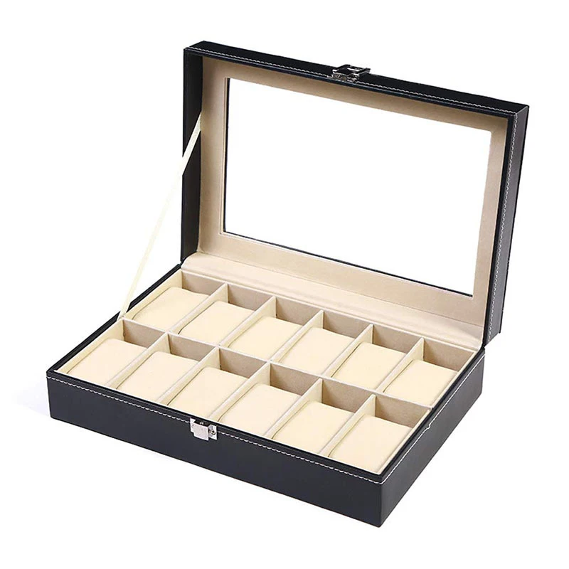 

Watch Case, 12 Slot Watch Box PU Leather Watch Organizer Case, for Men and Women Presents