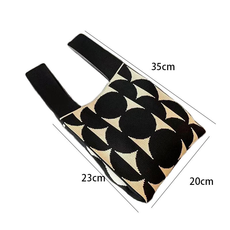 

New Fashionable Simple Solid Color Handheld Large Capacity Knitted Bag