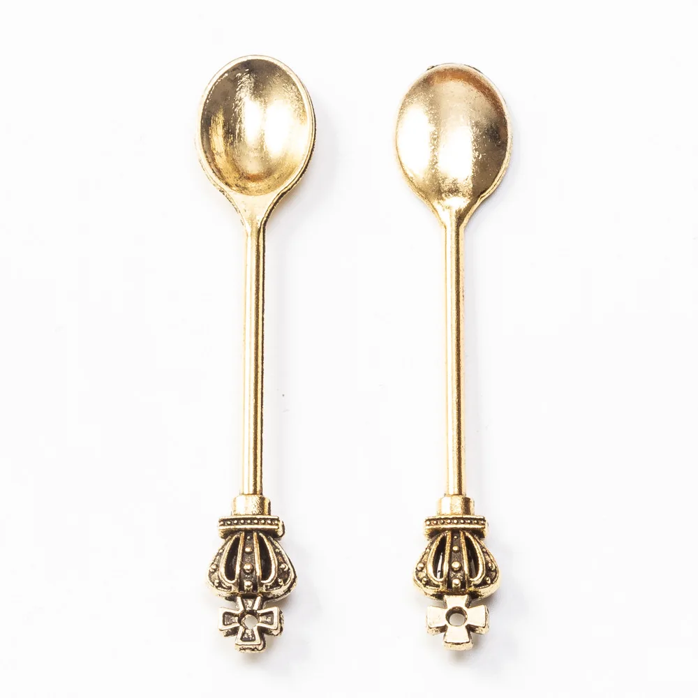 5pcs 59*11MM Alloy Charm Crown spoon Pendant