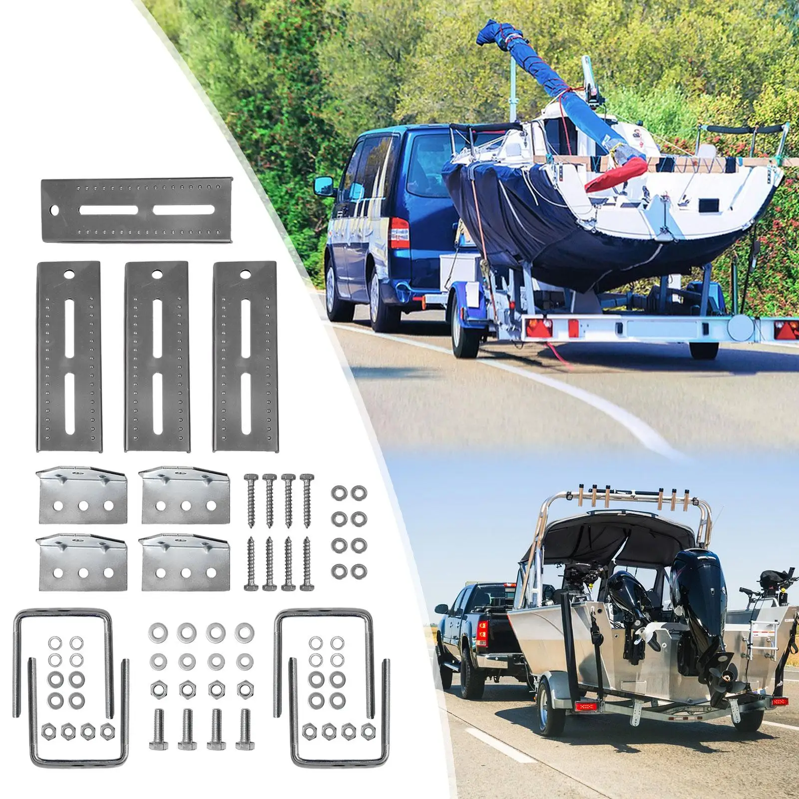 

4Pcs 8inch Boat Trailer Bunk Brackets Set Spare Parts Sturdy with Hardware