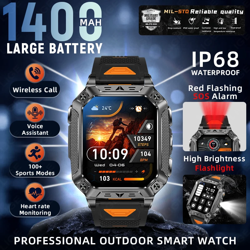 

New Men T-Rex 3 Ultra 1400mAh Durable Battery AMOLED Smart Watch Waterproof Bluetooth Call Sport Flashlight Smart Wristwatch Man