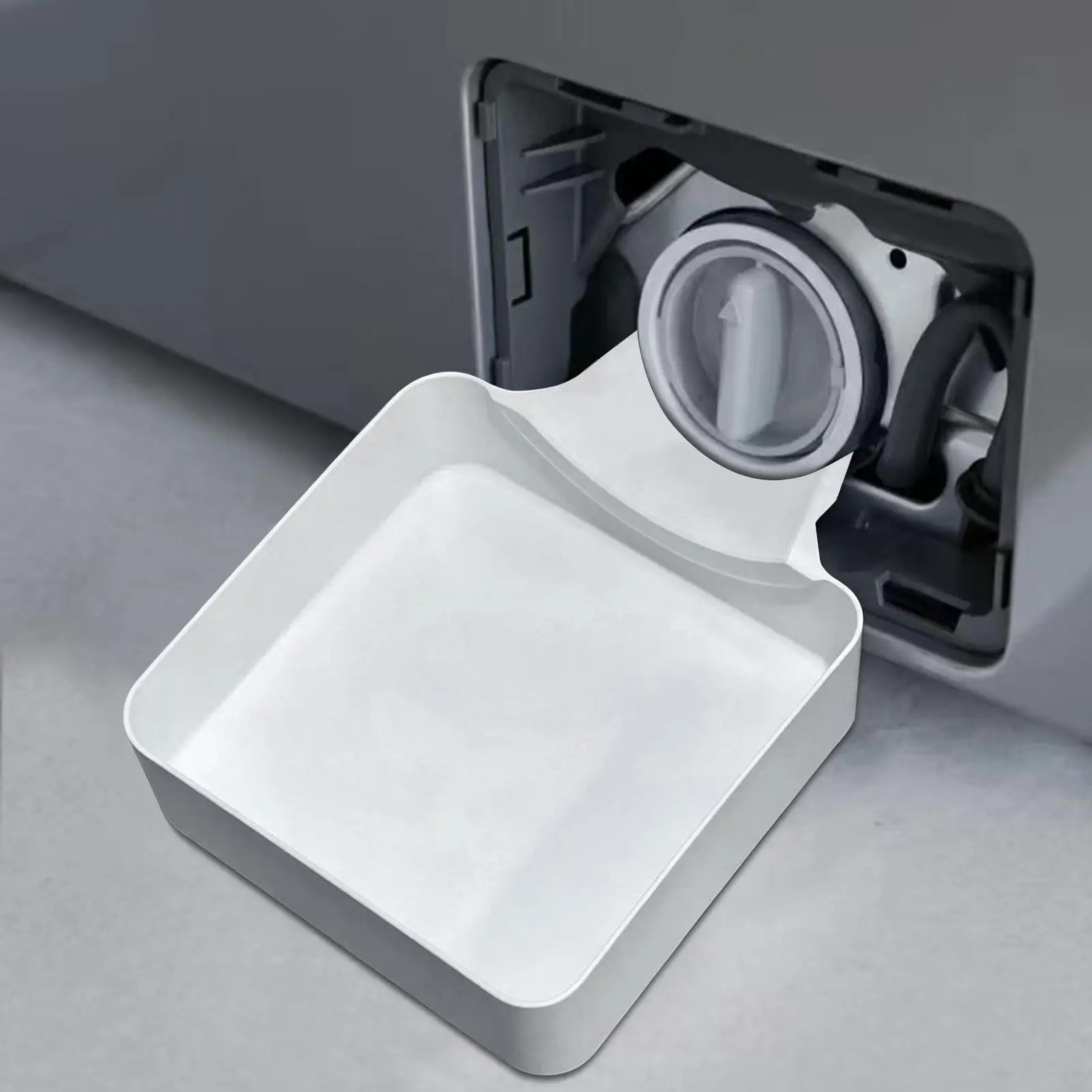 Washing Machine Drain Pan Water Catcher Tray for Front Load Washer Filter Cleaning, Laundry Floor Spill Protector Tool