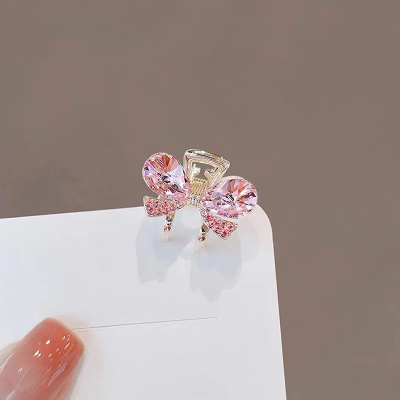 Modische Mini-Krabben-Haarspangen aus Metall für Mädchen, Strass-Blumen-Haarspange, Seitenpony-Clip, kleine Haaraccessoires für Damen