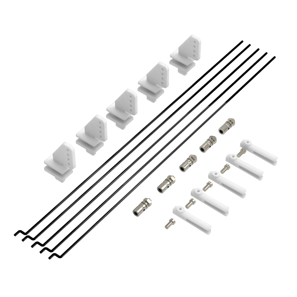 RC Airplane Control Horns 20x11mm+1.2x21mm Clevis+Pushrod Connector Linkage Stopper 1.3mm+1.2x180mm Steel Z Style Pushrods Parts