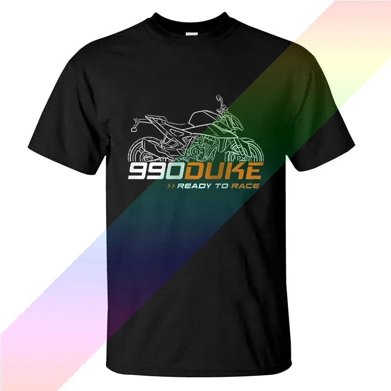 

2024 Men T Shirt Casual Ready To Race 990 Duke 2024 Motorcycle T-shirt Summer Short Sleeves 100% Cotton S-3XL Cool Tee