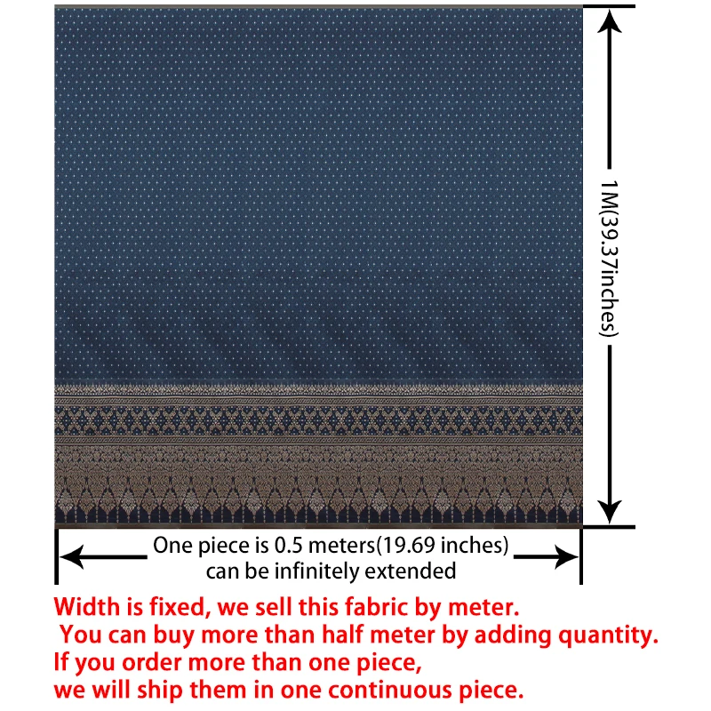 Southeast Asian Ethnic Jacquard Fabric Polyester Brocade Material for Thai Dai Skirt Tube Dress DIY Sewing Dance Costume