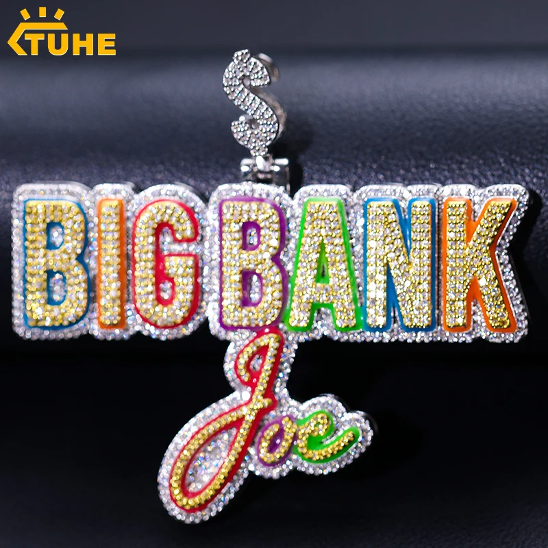 

TUHE Высокое качество изготовленный на заказ кулон с буквой Iced Out ожерелье с индивидуальным именем для мужчин хип-хоп ювелирные изделия подарки