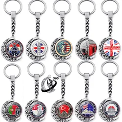 2024 Spain Flag Keychian Korean Singapore Landmark Netherlands UK British Big Ben Souvenir 360° Double Sided Key Rings Gifts