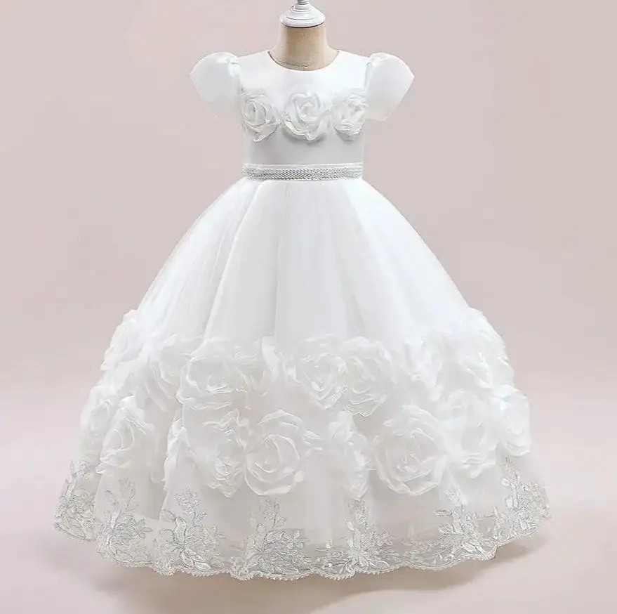 

Princess Girl Party Dress Gown Flower Girls' Wedding Dresses Kid's Green Clothes