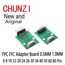 Fpc-アダプターボードから2.54mm,ストレートコネクタ,湾曲ピン0.5mm,6 8 10 12 20 24 26 30 34 40 50 60 80ピン