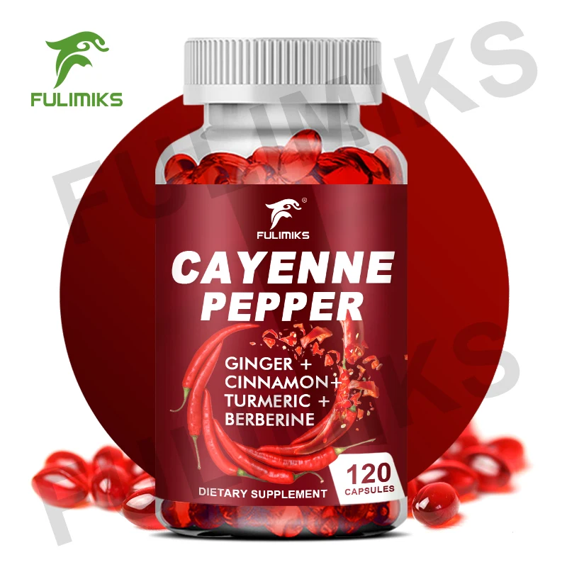 

Cayenne Pepper Capsules - Supports Cardiovascular Health, Improves Digestion, and Blood Circulation