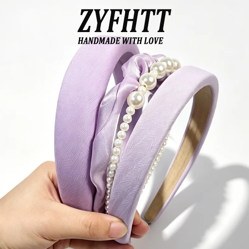1/6 Stück ZYFHTT Lila Serie Schwamm-Stirnband für Damen, elegantes, vielseitiges breites Haarband, modischer Haarreif für Mädchen – Detail 4