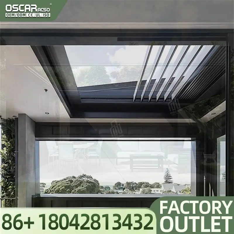 Outdoor Waterproof Manual Louvre Roof Kit Bioclimatic Motorized Aluminium  for Garden Patio Backyard Pergola