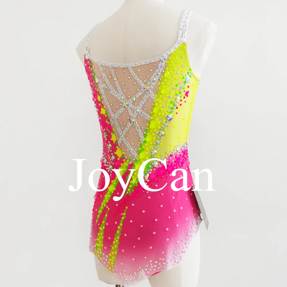 JoyCan Rhthmic Mallas de gimnasia para niñas y mujeres, ropa de baile elegante de LICRA rosa para competición