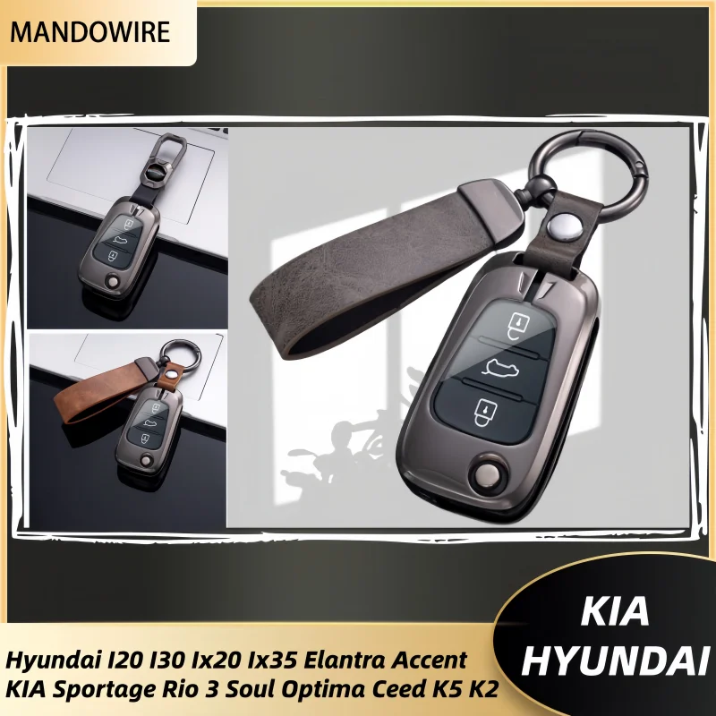 

Metal Shell Fob For KIA Rio 3 Soul Optima Ceed K2 K5 Cerato Sportage Car Key Cover Case For Hyundai Elantra Accent i20 i30 ix35