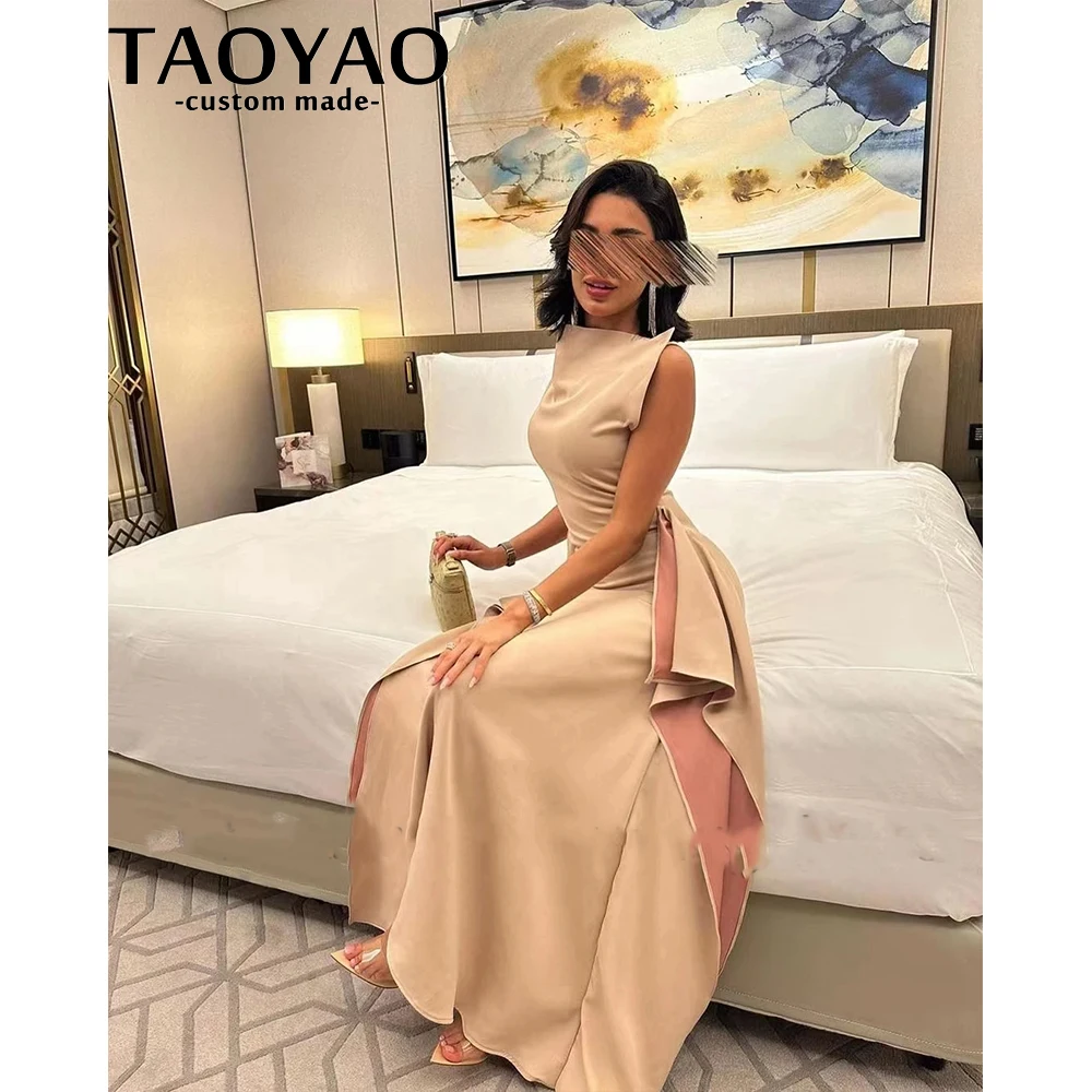 

TaoYao Women Evening Dresses New Elegant Mermaid Blush Pink Prom Dresses Sleeveless Floor-Length Formal Party Gowns Elegant 2023