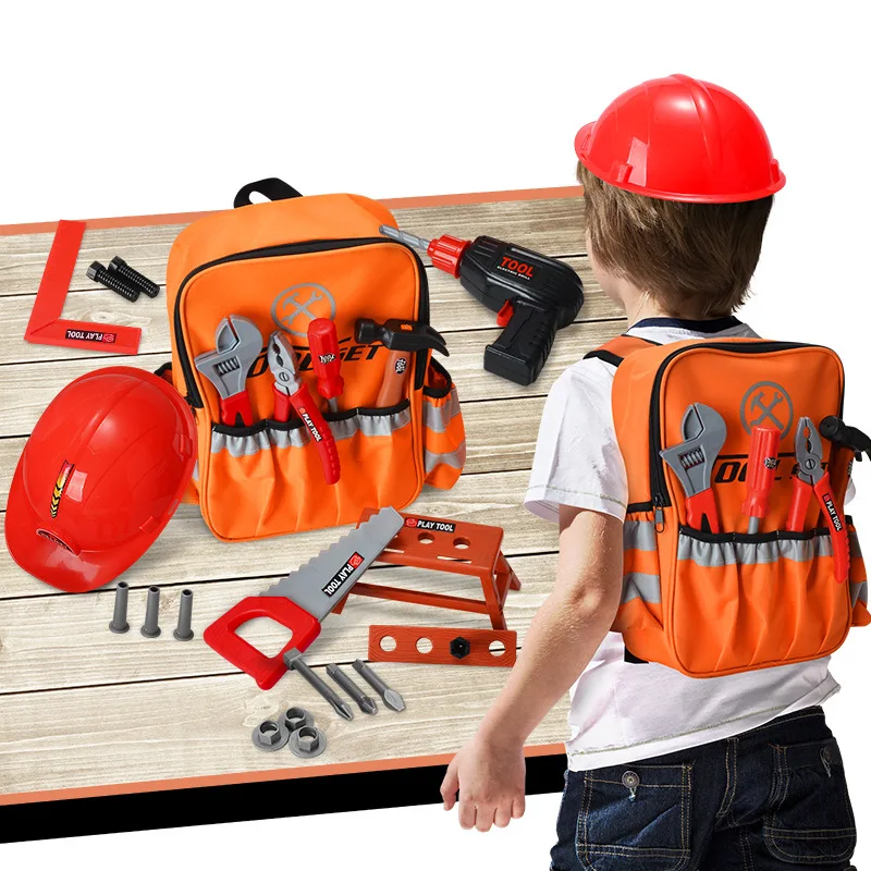 Children\'s Toolbox Engineer Simulation Repair Tools Pretend Toy Electric Drill Screwdriver Tool Kit Play Toy Box Set for Kids