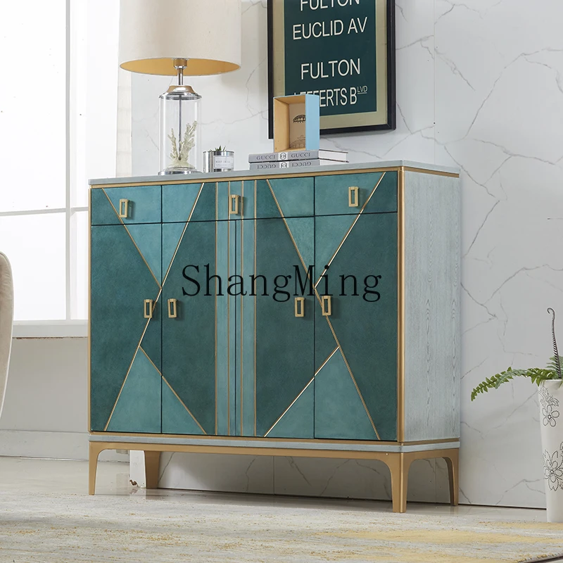 

LXY light luxury four-bucket entrance cabinet simple modern solid wood wall living room decorative cabinet
