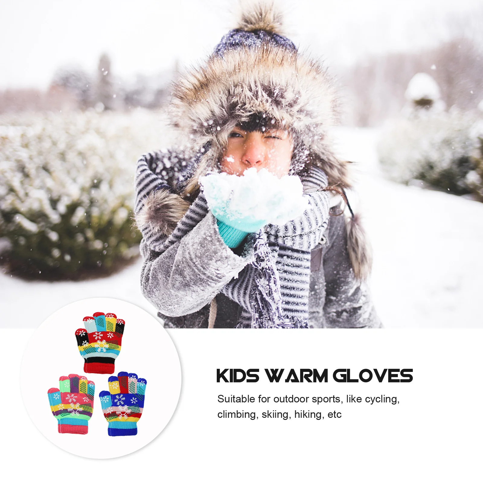 

6Pairs Kids Cold-Proof Gloves Winter Warm Full Finger Simple Knitted Mittens Outdoor Sports Durable Gloves Winter Gift