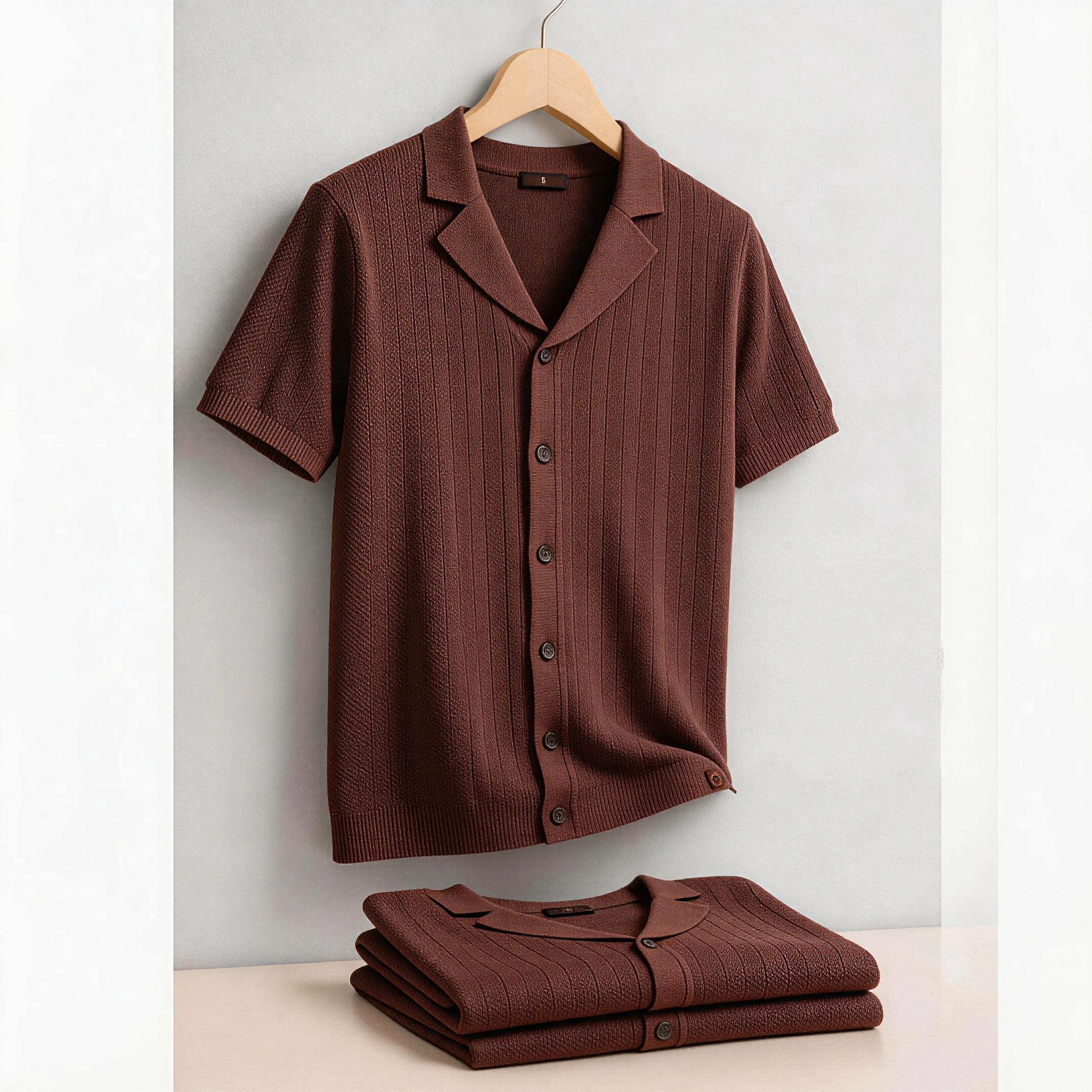 Men's Summer Business Polo Shirt Ice Silk Solid Color Short Sleeve Button Design Cool Touch Breathable Daily Wear