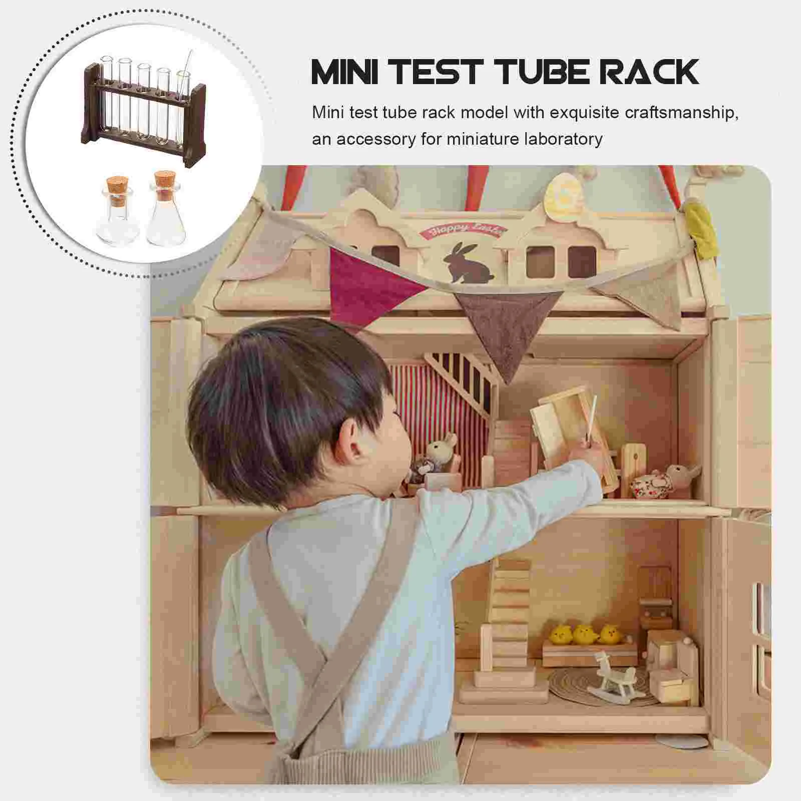 Tubo de ensayo para niños, estante de juguetes para casa, Kit de tubos en miniatura de madera, laboratorio