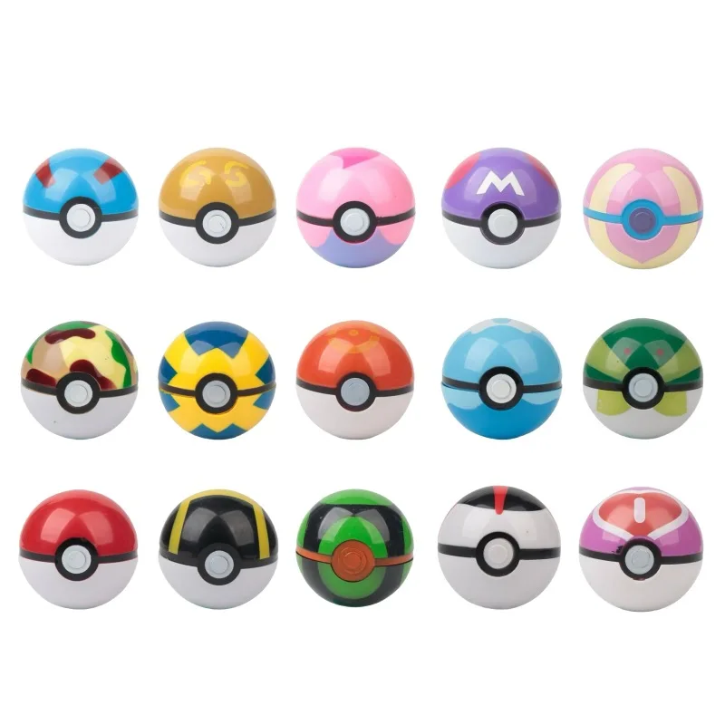 7cm Anime Pokemon Cartoon Pikachu Pet Elf Ball Pokeball Poke Balls Kids Fans Collectible Adorable Charm Toy Birthday Xmas Gift