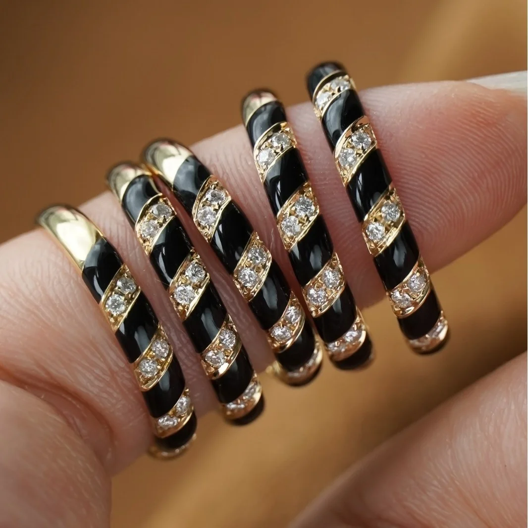 Personality 925 Silver White Black Ceramic Twist Rings Halo Braided Interlocking Creamy Finger Band Two-tones Pink Blue Jewelry