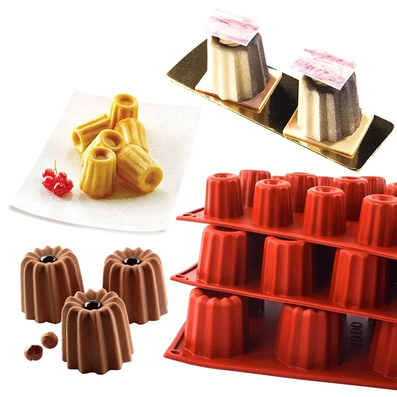 12/15 Holes Silicone Mold Muffin Cupcake Baking Tray Bordelais Fluted Cake Pudding Mold DIY Baking Kitchen Accessories